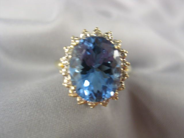 Blue Topaz & Diamond Ring 3 carat