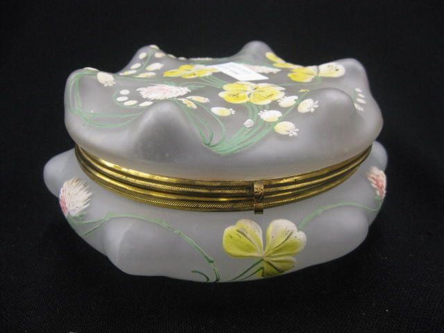 Art Glass Dresser Box enameled lily