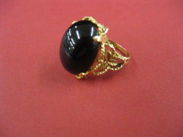 14k Gold Black Onyx Ring large 14fe28