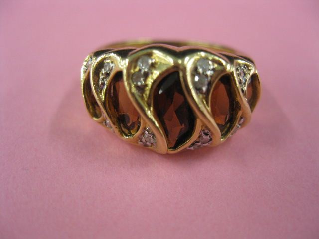 Garnet Diamond Ring five marquis 14fe40