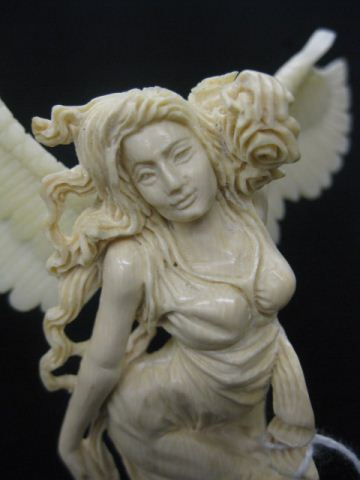 Carved Bone Figurine of an Angel wing