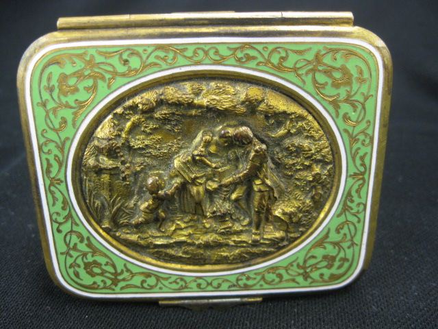 Enameled French Bronzed Box bas-relief