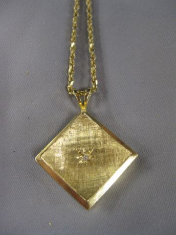 14k Gold Pendant & Chain diamond in