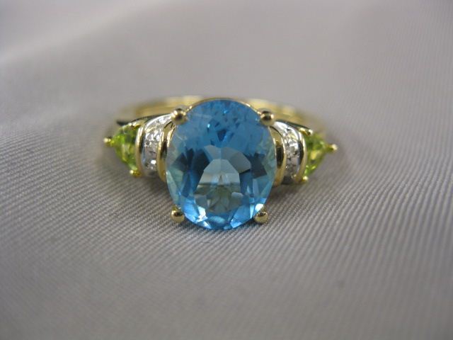 Diamond Blue Topaz & Peridot Ring