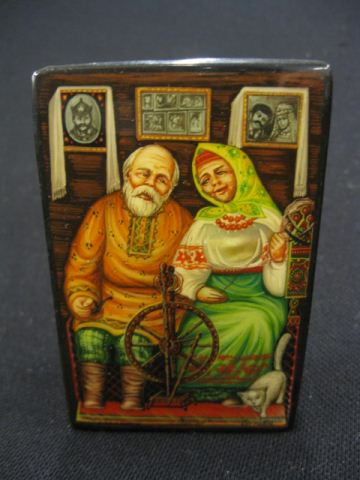 Russian Lacquerware Box older couple 14fea4