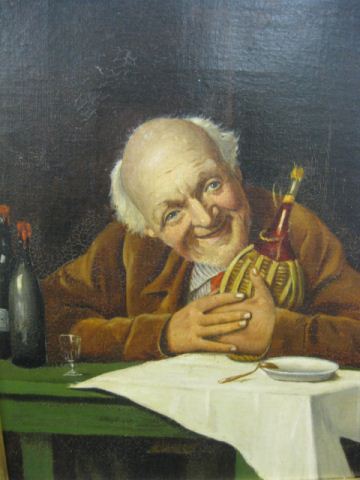 19th Century German Oil of a Happydrunken
