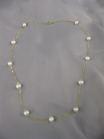 Pearl & 14k Gold Necklace 11 pearls