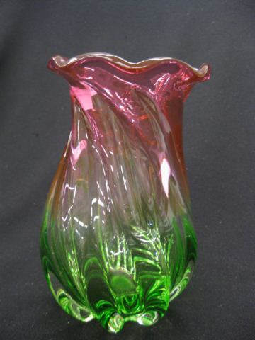 Art Glass Vase cranberry to clear to