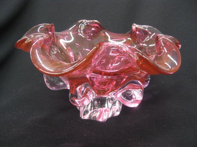 Italian Art Glass Bowl cranberry 14fed3