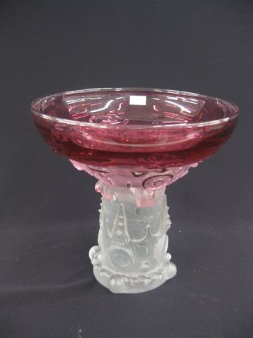 Art Glass Bowl Stand cranberry 14fed4