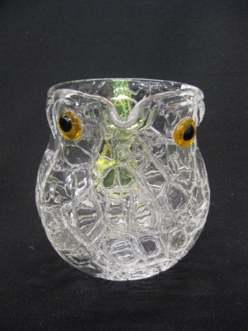 Owl Figural Art Glass Pitcher vaseline