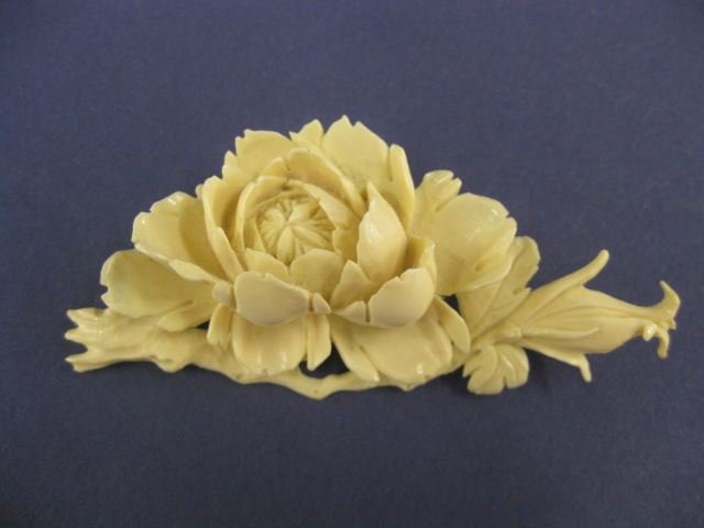 Carved Ivory Floral Pin deeply 14fed9