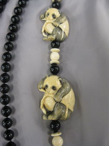 Carved Ivory Panda Bear Necklacewith 14feda
