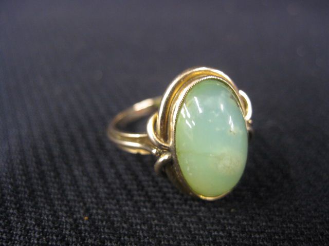 Jade Ring oval cabachon gem in