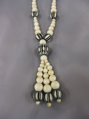 Carved Ivory Bead Necklace tassel 14fef8