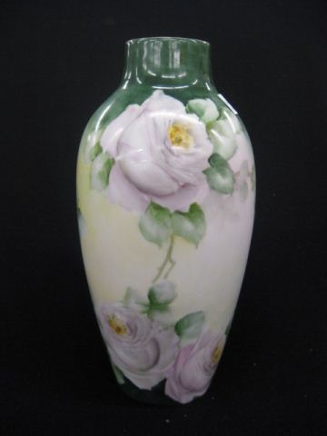 Handpainted Porcelain Vase rose 14ff04