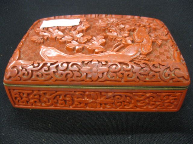 Chinese Carved Cinnabar Box floral