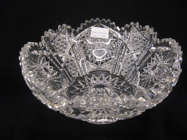 Cut Glass Berry Bowl hobstar notch 14ff77