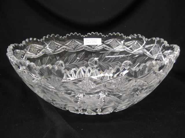 Cut Glass Oval Fruit Bowl elaborate