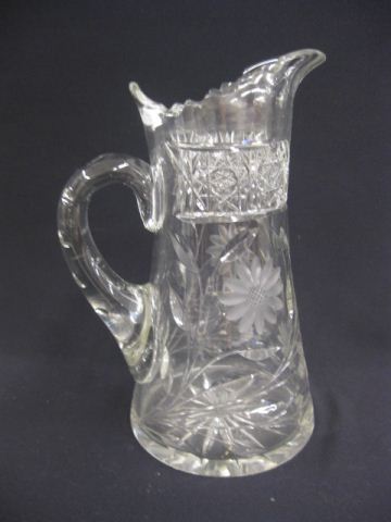Cut Glass Pitcher floral with hobstar 14ffcf