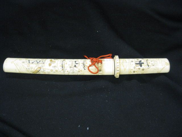 Chinese Carved Bone Knife Sheath 14ffe5