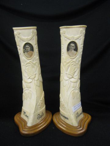 Pair of Carved Bone Ivory Ceremonial 14ffdf