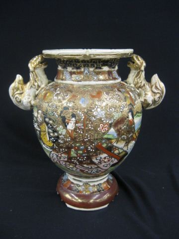 Japanese Satsuma Pottery Vase foo dog