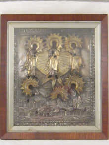 A Russian silver Oklad the five saints