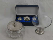 A modern boxed three piece silver cruet