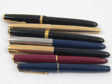 Seven Parker pens including 21 Duofold