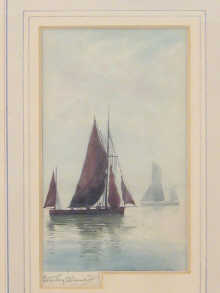 A watercolour of sailing barges