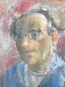 Self portrait oil on board unsigned