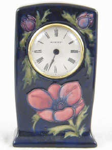 Moorcroft. A ceramic cased clock anemone