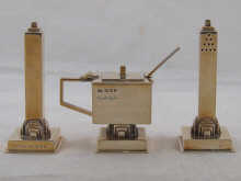 A fine four piece silver cruet of architectural