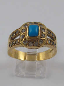 A diamond and turquoise ring set 15014a