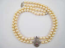 A two row cultured pearl necklace