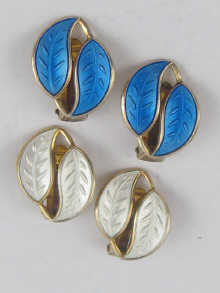 Two pairs of silver and enamel