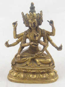 A gilt bronze figure of the goddess