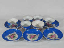 Five Russian ceramic cups and matching