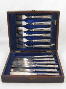 A set of six pairs of silver handled 15020f