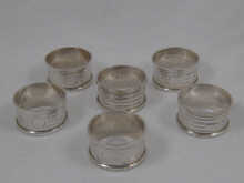 A set of six silver napkin rings