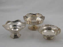 Three pierced silver bon bon dishes