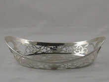 A silver pierced oval bread basket