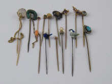 Fifteen gem set stick pins including 150263