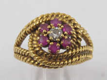 A ruby and diamond ring of rope