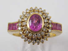 A fine ruby and diamond ring set