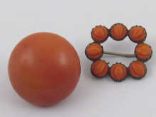 A large cabochon coral brooch approx.
