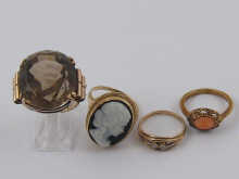 A large quartz ring set in 9 carat