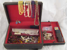 A leather covered jewellery box