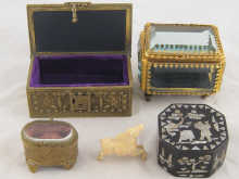 A brass jewel casket 10.5 x 5.5 x 4